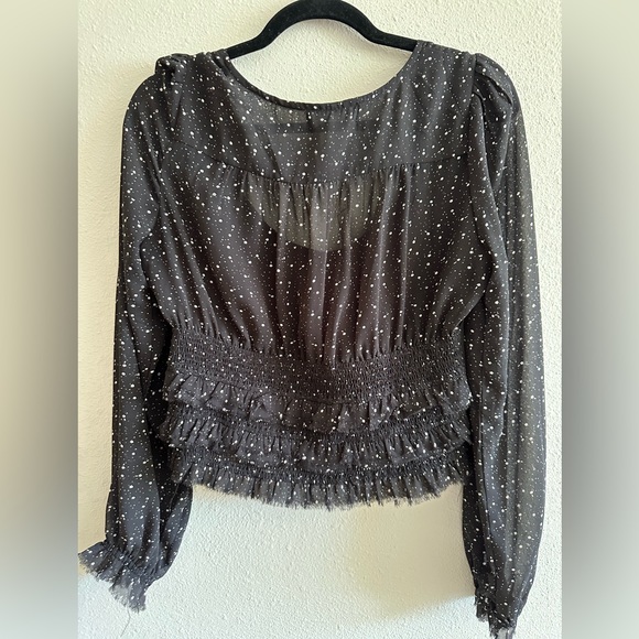 A2 - #106 Mod on trend black and white speckled blouse top size medium - Picture 2 of 8